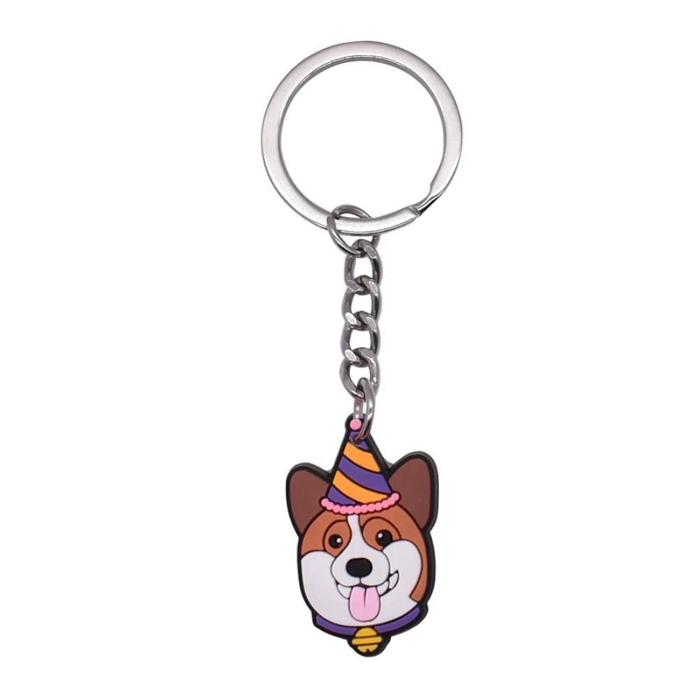 New Arrival Adorable Pet Dogs PVC Soft Keychains Bag Hanging Pendant Car Keyrings Animals Key Chains Accessories Wholesale Gift