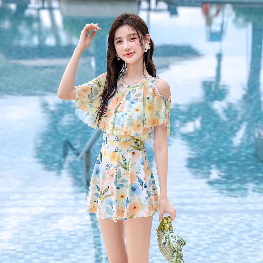 F.DYRAA Women's Swimsuit Dress Slimming Cover-Up Spa Resort Swimming Pool Three-Piece Set