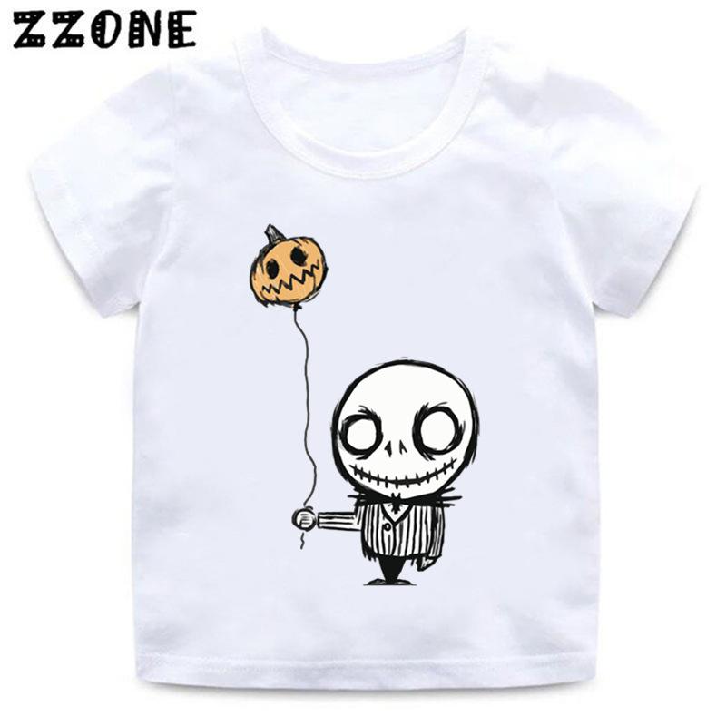 Halloween Town Pumpkin King Jack Skellington Print Kids T-Shirts Funny Girls Clothes Baby Boys T shirt Summer Children Tops