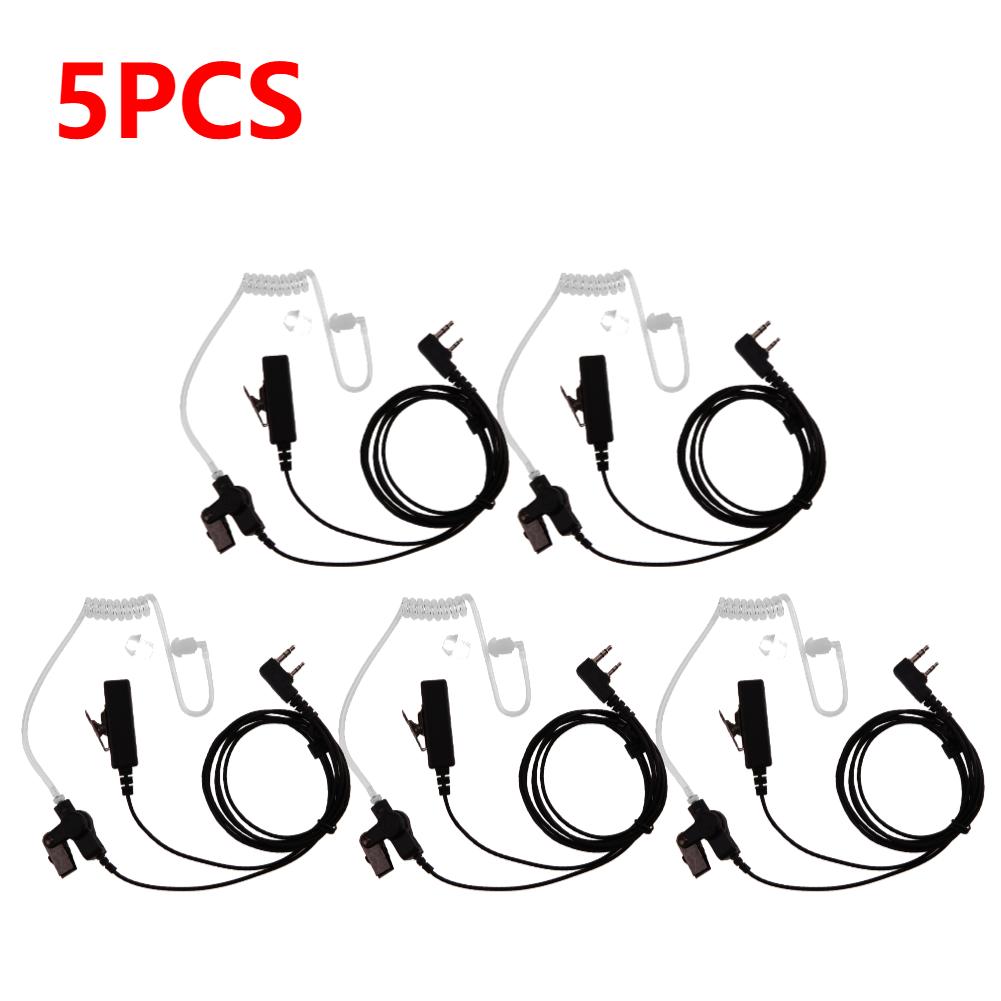 1-10pcs Walkie Talkie Earpiece Headset 2 Pin Acoustic Tube Practical Headphone PTT MIC Accessories for Baofeng Kenwood UV-5R