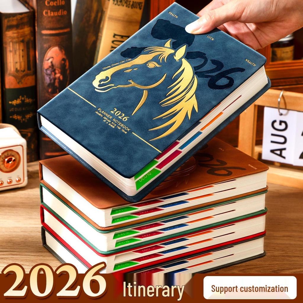 2026 Benutzerdefiniertes dickes Tagebuch: Tägliches Seiten-Zeit-Effizienz-Notizbuch