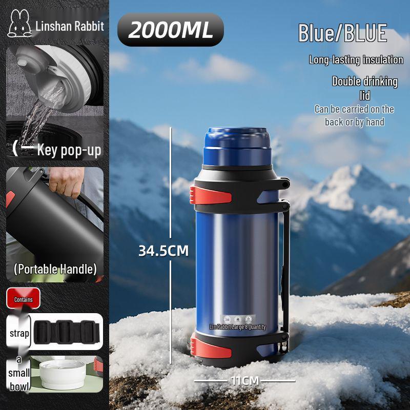 Men's 304 Stainless Steel Thermos Flask: Large Capacity, Portable Water Bottle for Outdoor Travel