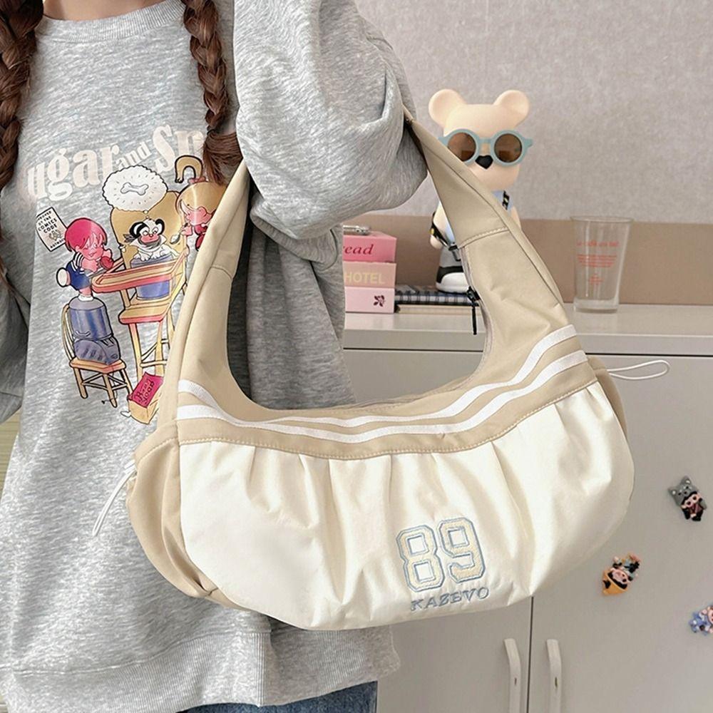 Oxford Cloth Nylon Shoulder Bag Korean Style Half Moon Bags Portable Sports Handbag Travel