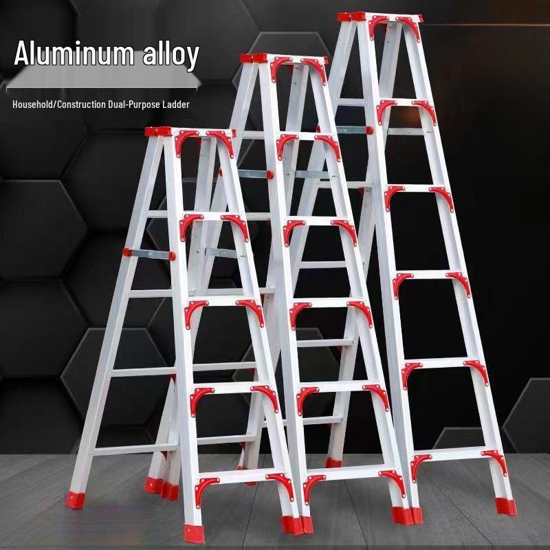 Portable Aluminum Multifunctional Herringbone Ladder - Folding, Non-slip, and Thickened Design for Household and Outdoor Use.