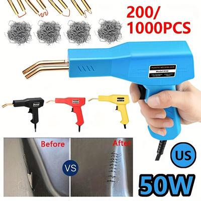 50W Hot Plastic Welding Torch with 200/1000Pcs Welding Nail Repair Automatic Bumper Electric Welding Machine Portable