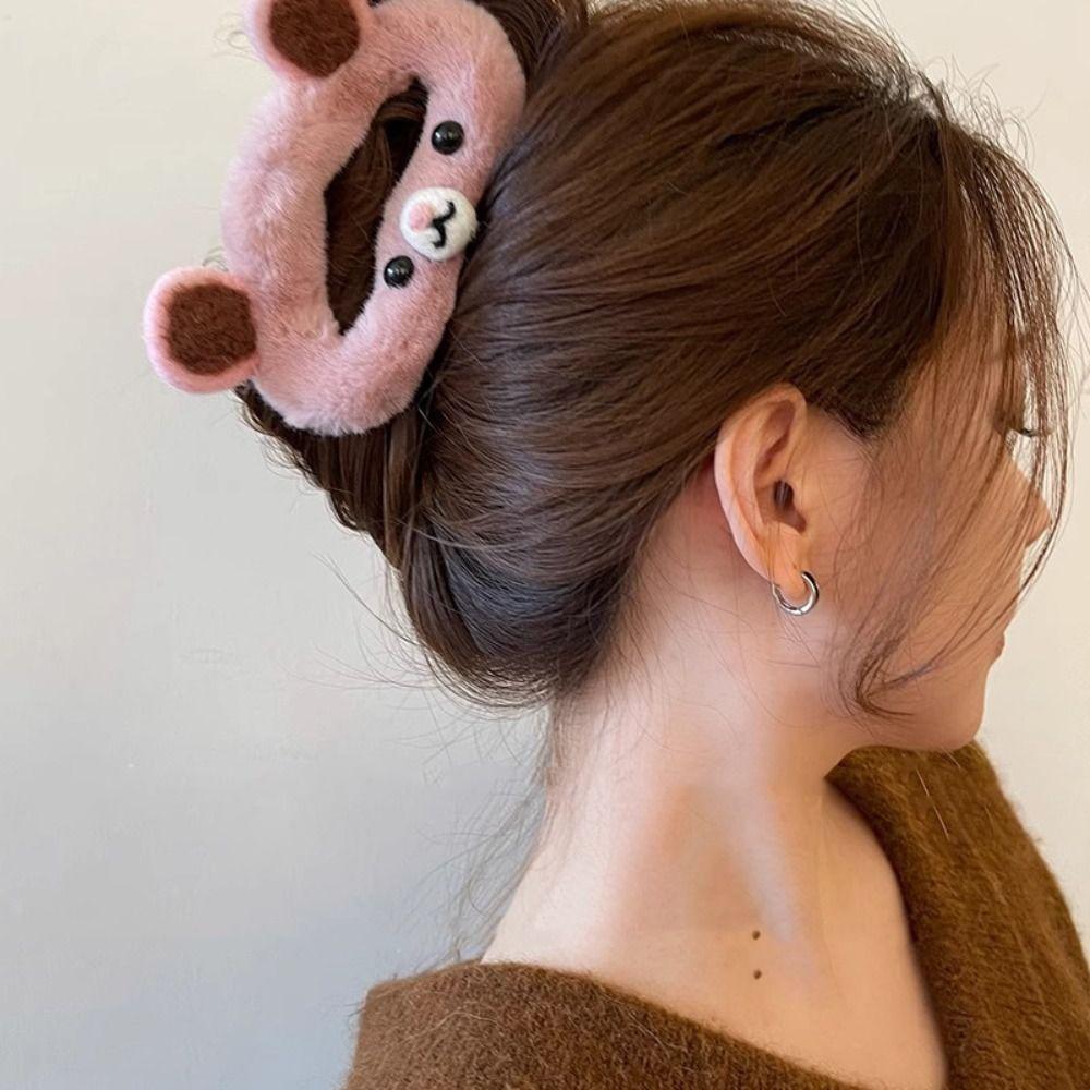 Cartoon Plush Cloud Hair Claw Acrylic Plush Bear Hair Clip Rabbit Ear Shark Clip Female/Girls
