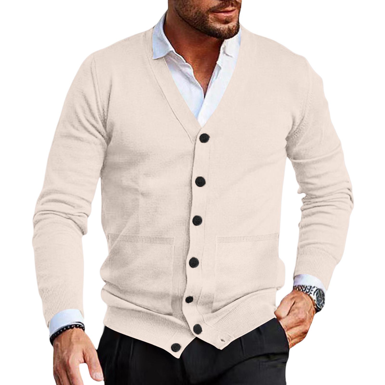 

Мужская повседневная трикотажная приталенная рубашка-куртка с V-образным вырезом XXL бежевый