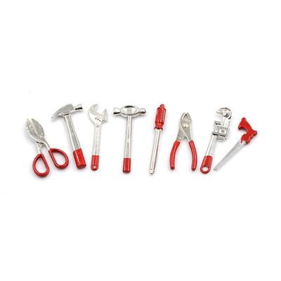 8pcs 1:12 Metal Hand Tool Set 1 Scissors/Wrench/Caliper/Screwdriver/Plier/Saw 2 Hammers 1/12 Dolls Houses Miniature