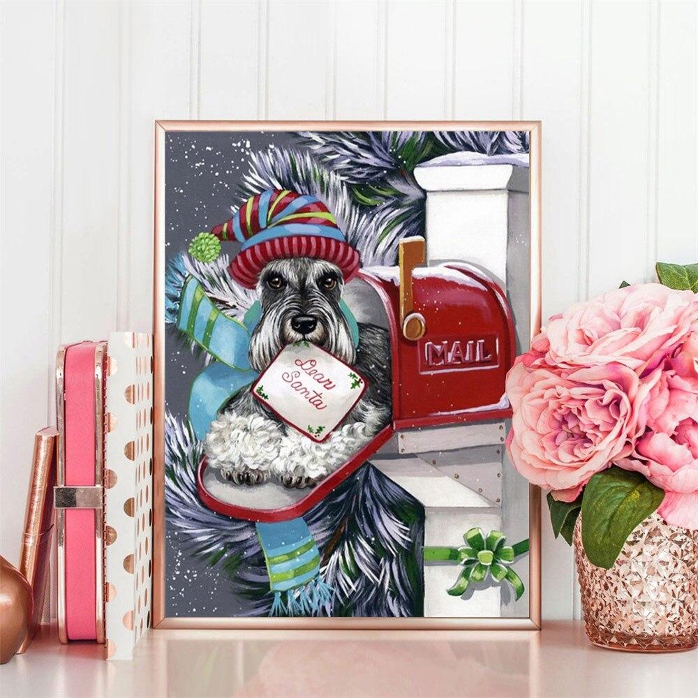 DIY Diamond Painting Christmas Dog Picture Of Rhinestone Diamond Embroidery Cross Stitch Animal Handmade Gift