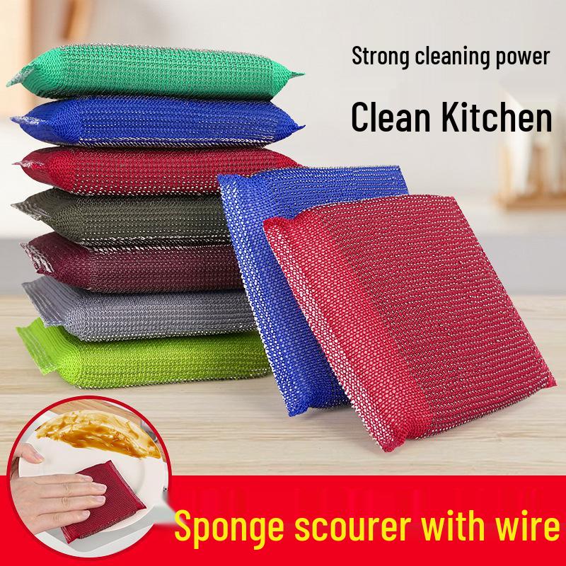 

Dual-Sided Steel Wool Scouring Pad & Dish Sponge Cleaner 11x9cm - 13-Thread Steel Wool Pad