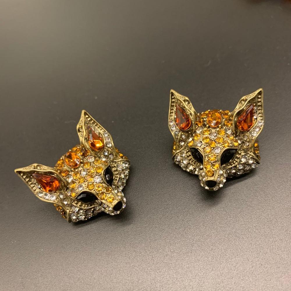 Exaggerated Crystal Cat Necklace Earrings Beaded Collarbone Chain Women Party