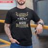 Born In 1974 T-Shirt 50th Year Birthday Age Present Printed Gift Mens Black Top Unisex T-Shirt