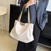 Stylish Large Capacity Canvas Tote Bag For Women In Black White And Khaki Ideal For College Students