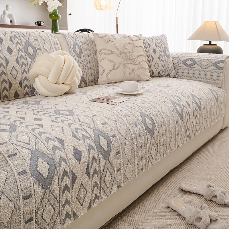 European Half-Pile Velvet Sofa Cushion | Winter Plush Non-Slip Seat Cover Protector