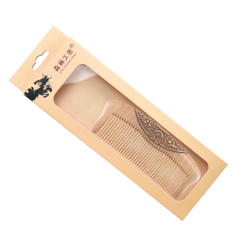 Natural Peach Wood Comb for Family Use, Fluffy Design