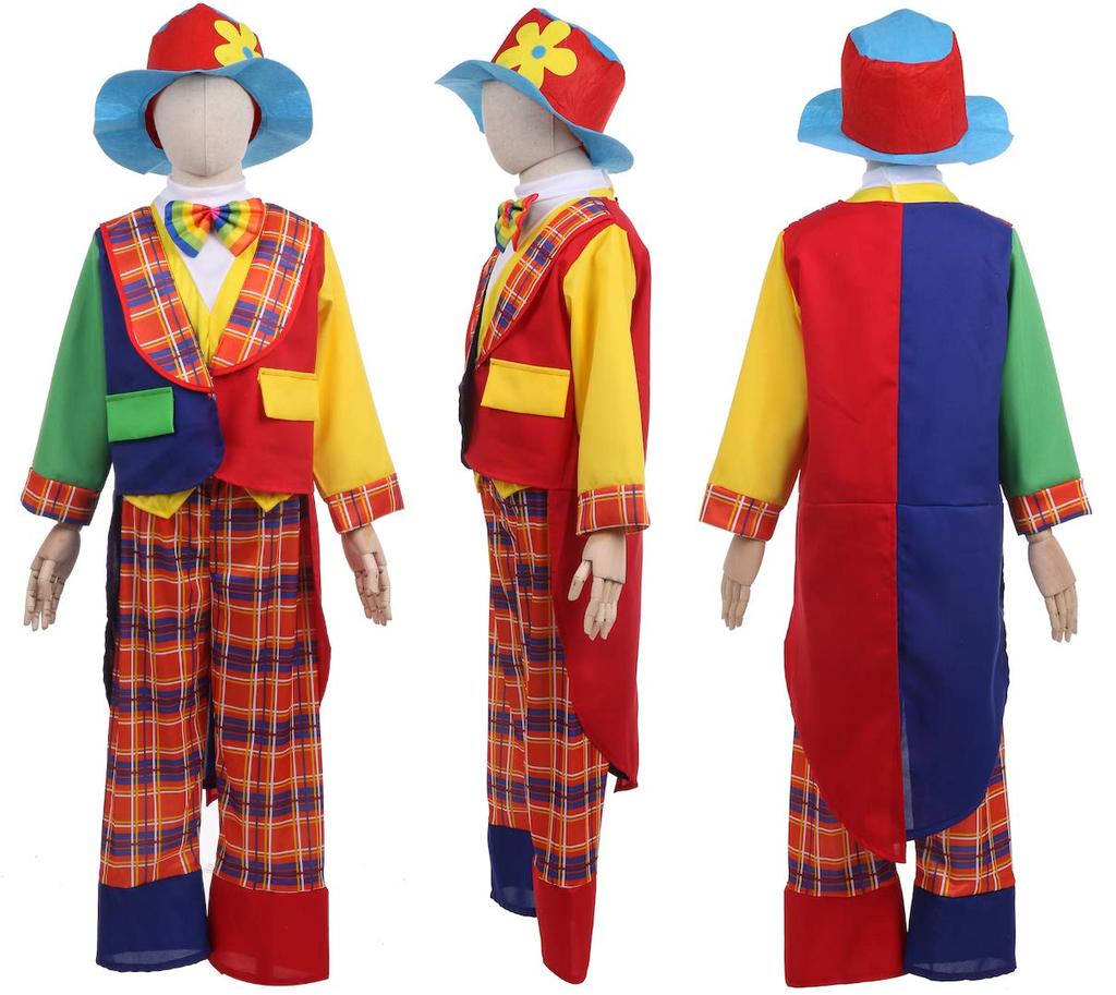 Pumpkin Parade Halloween Costume Set for Boys and Clown Sizes 120cm and 130cm Girls, 5-Piece Costume,