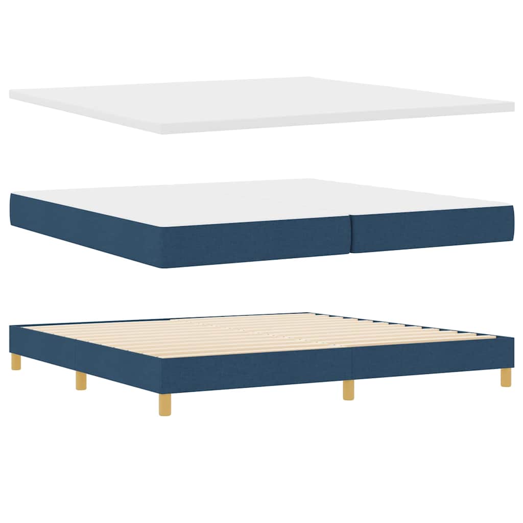 Box Spring Bed with Pillows and Headboard Blue 200 X 200 Cm Fabric