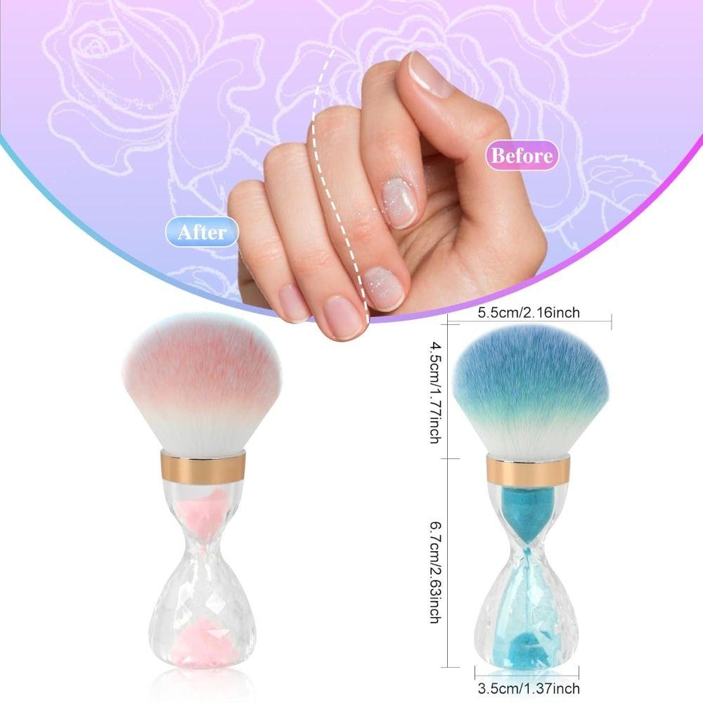 Hourglass-shaped Nail Dust Brush Soft Nail Art Brush  for Home Use or Salon