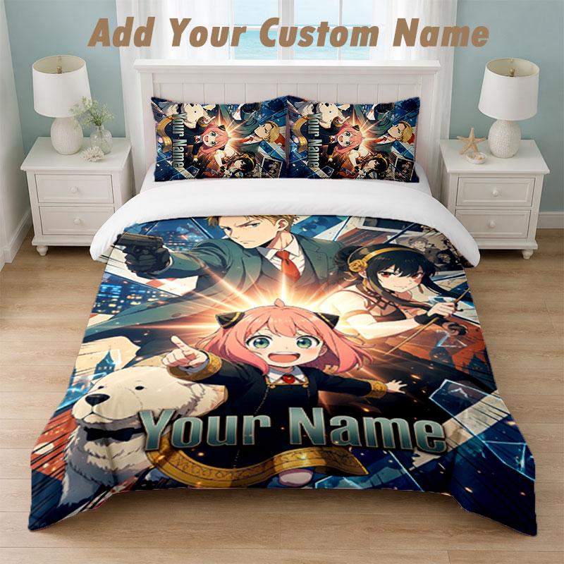Bedding Set 1 Duvet Cover 2 Pillowcases Spy × Family Print Soft Bed Linen Bedroom Decor