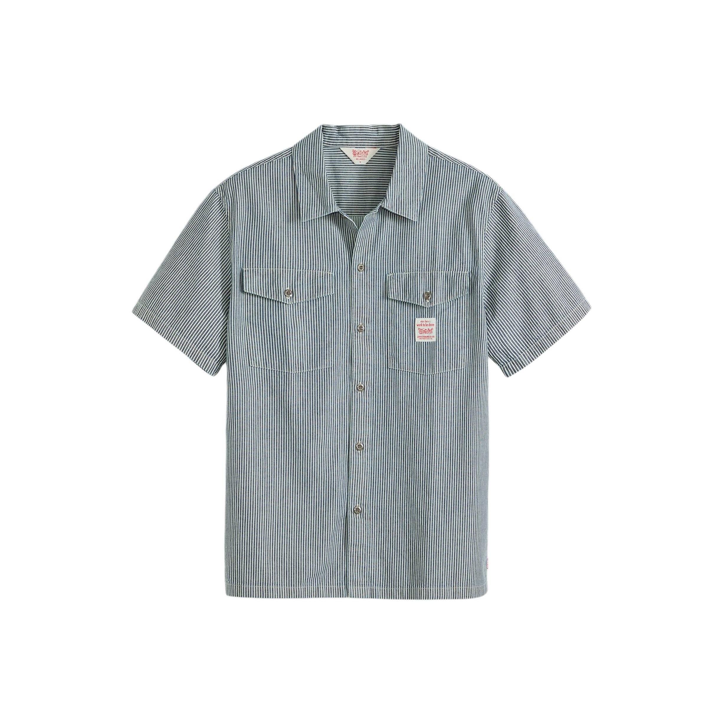Levis Рубашка мужская джинсовая рабочая с коротким рукавом, свободного кроя, на пуговицах, 003O1-0004 M