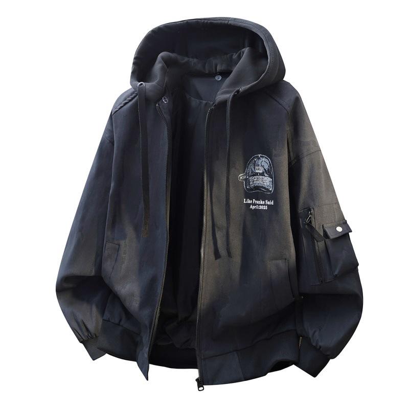 

Men s Trendy Autumn 2025 Hooded Jacket – Teen Fashion Casual Versatile Outerwear 3XL чорний