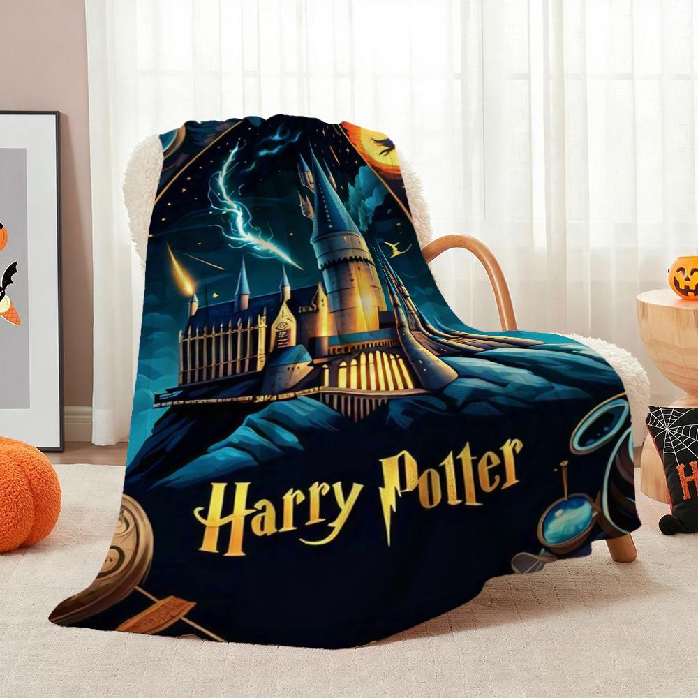 Wizard'S Magical Night Pattern Theme Flannel Blanket Suitable For All Seasons For Living Room Bedroom Gaming Room Lightweight Home Decor