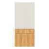 Hinged door wardrobe, 90 x 50 x 200 cm, with 1 clothes rail, 1 drawer and 4 doors, for bedroom, hallway, children's room or office, light oak