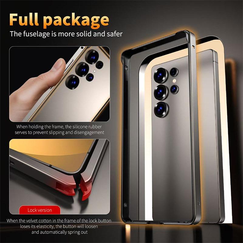 Titanium Metal TPU Frame Hybrid Armor Phone Case for Samsung Galaxy S26 Ultra S25 S24 Ultra Plus Lightweight Hard Bumper Anti Drop Protect Cover
