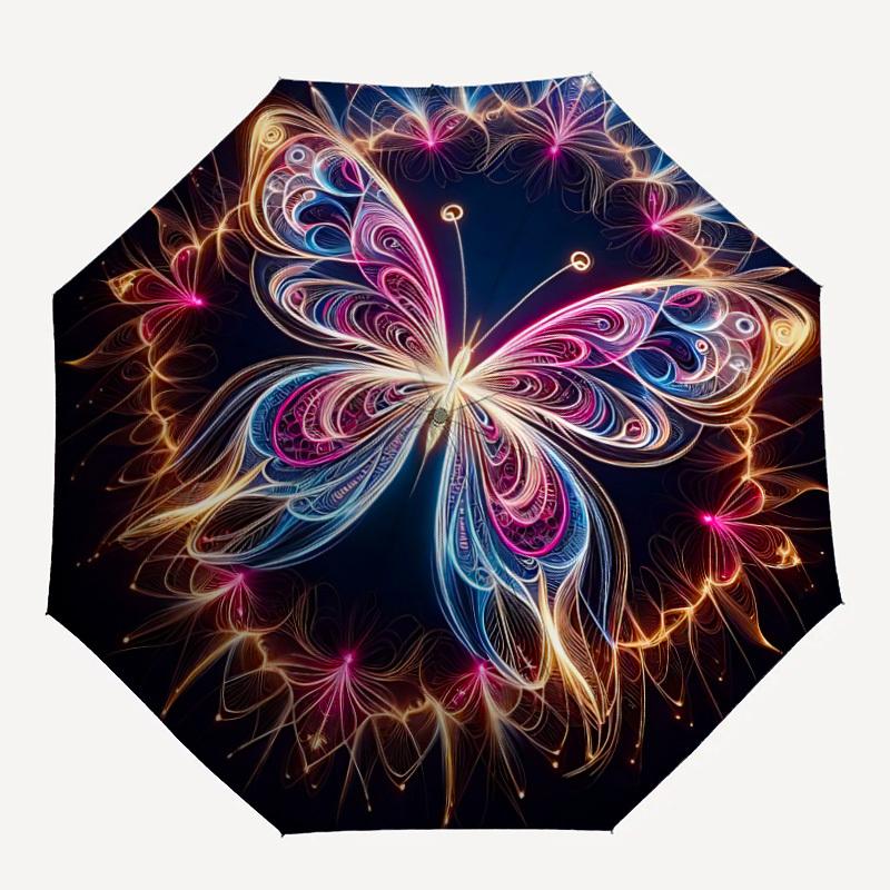 

1pc Butterfly Mandala Automatic Folding Umbrella - Compact 8-Rib Design, Durable Plastic & Iron, Lightweight for Outdoor Daily Use192