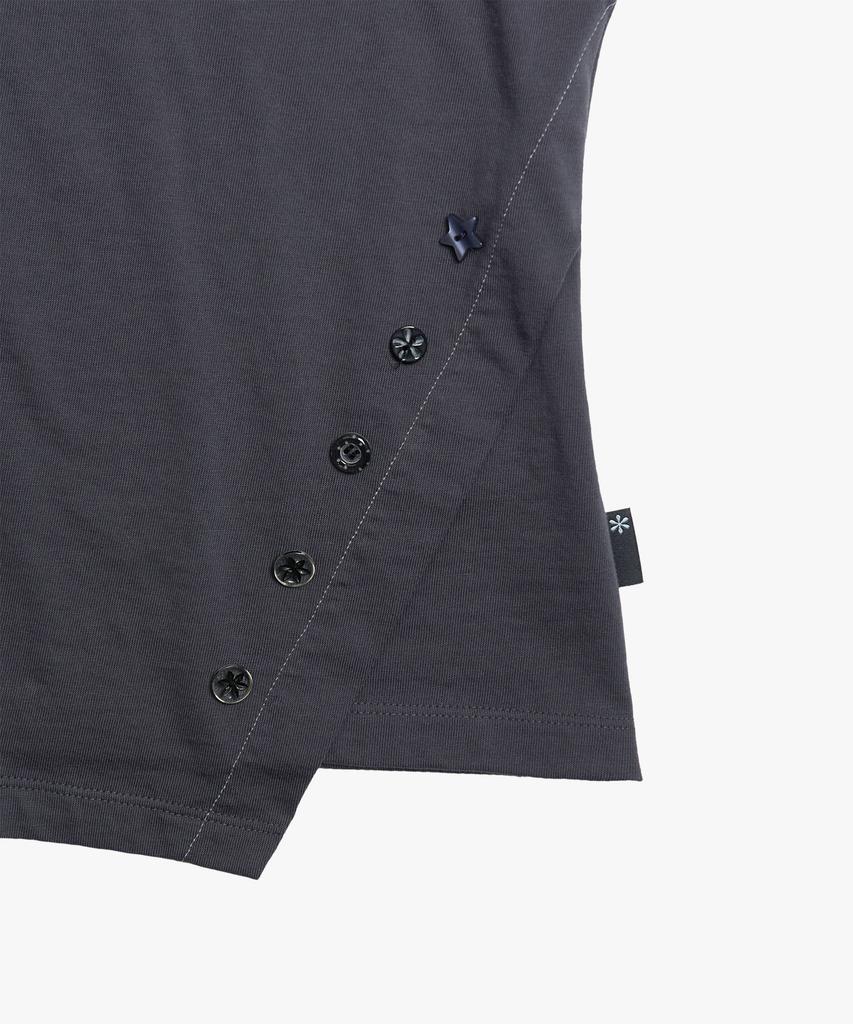 Liomeu Button Asymmetrical Short Sleeve T-Shirt_Charcoal : Radiant167