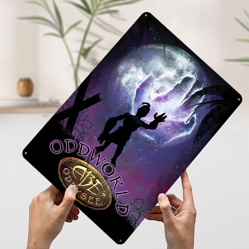 Oddworld Abes Oddysee Game Cover Art Printed Poster Customized Wall Art Retro Vintage Metal Tin Signs for Home Office Decor 20x30cm(7.8x11.8inch)