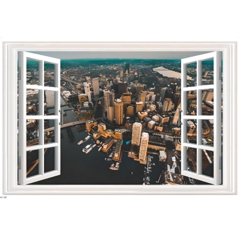 Fake Window Landscape Painting Wall Stickers Living Room Bedroom Decoration Stickers Pvc Self-Adhesive