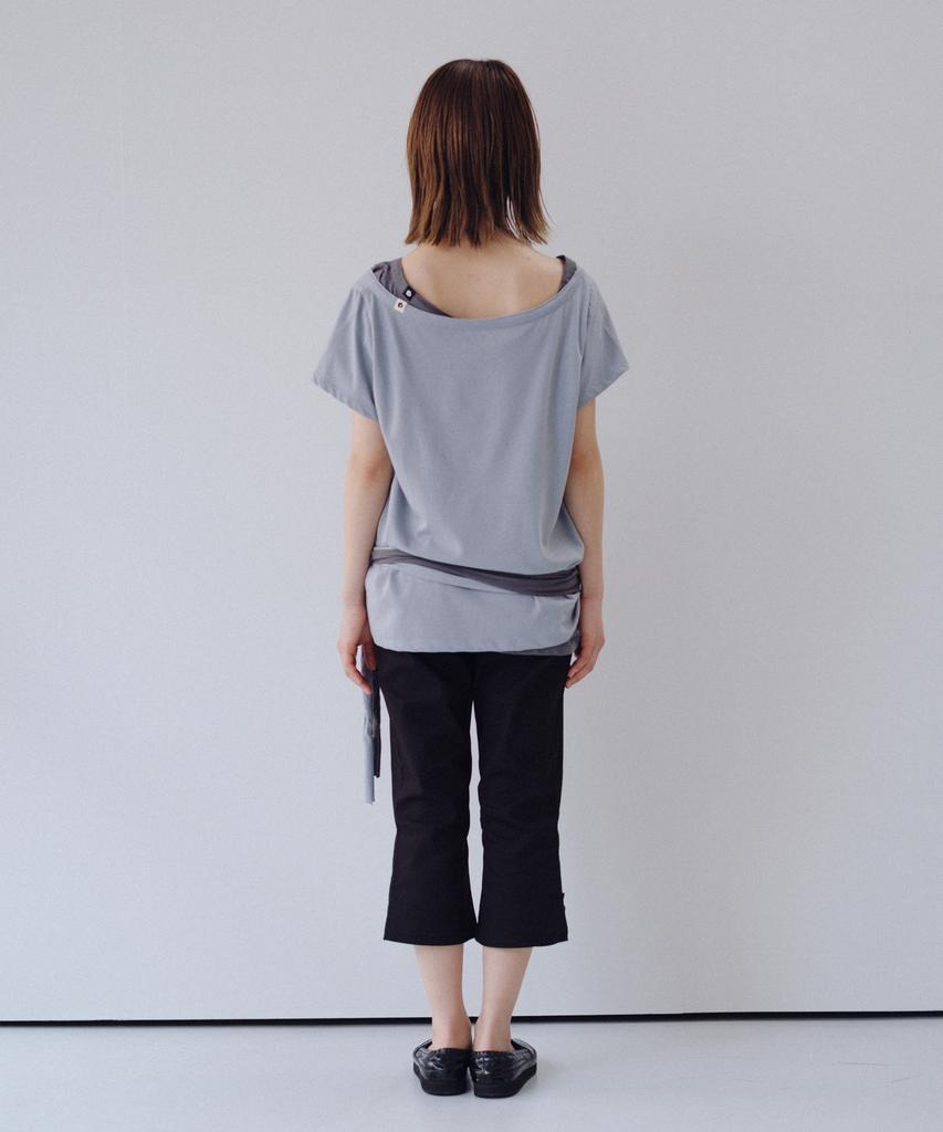 Ohesio One-Shoulder Wrap T-Shirt, Gray