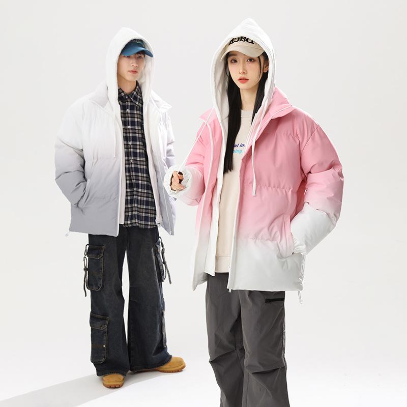 Men's Winter New Fashionable Fake Two-piece Hooded Couple's Cotton Coat Thickened and Warm Teenagers Casual Cotton Coat