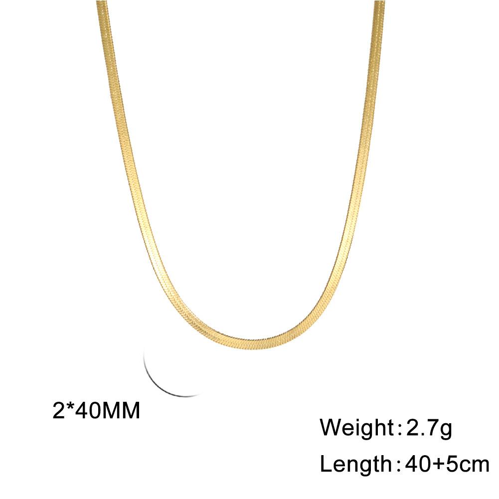 Simple Snake Chain Gold Necklace Unisex Fashion Jewelry Popular Collarbone Chain