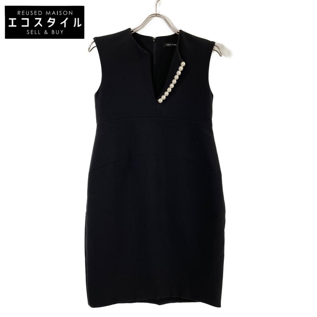 YOKOCHAN YED-117-010 Black Pearl Embellished Sleeveless Dress Dress 36 blackUsed