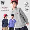 Boys' Embroidered Bear Long Sleeve Polo Shirt