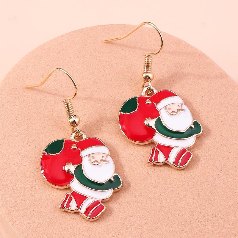 Fashion Merry Christmas Wreath Circle Hoop Earrings for Women Girls New  Party Festival Jewelry Gifts