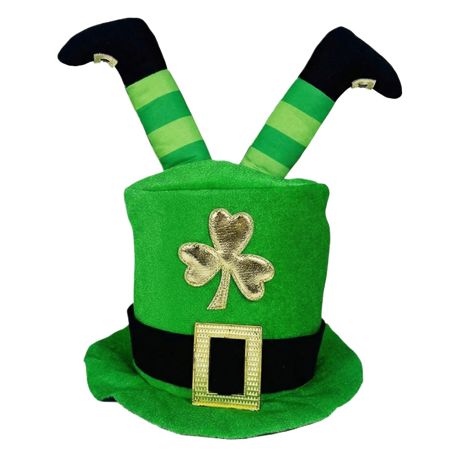 

Irish Leprechaun Hat For St. Patricks Men And Women Top Hat With 3D Irish Legs And Costume Accessory one size