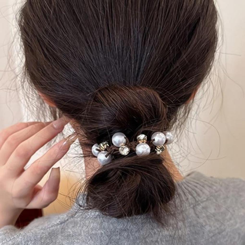 

Women s Daily Elegant Pearl Cubic Hair Band 3 Colors coffee