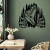 Versatile Metal Dinosaur Wall Art 11.81in Iron Sculpture Indoor Outdoor Decor for Living Room Patio Garden Fence