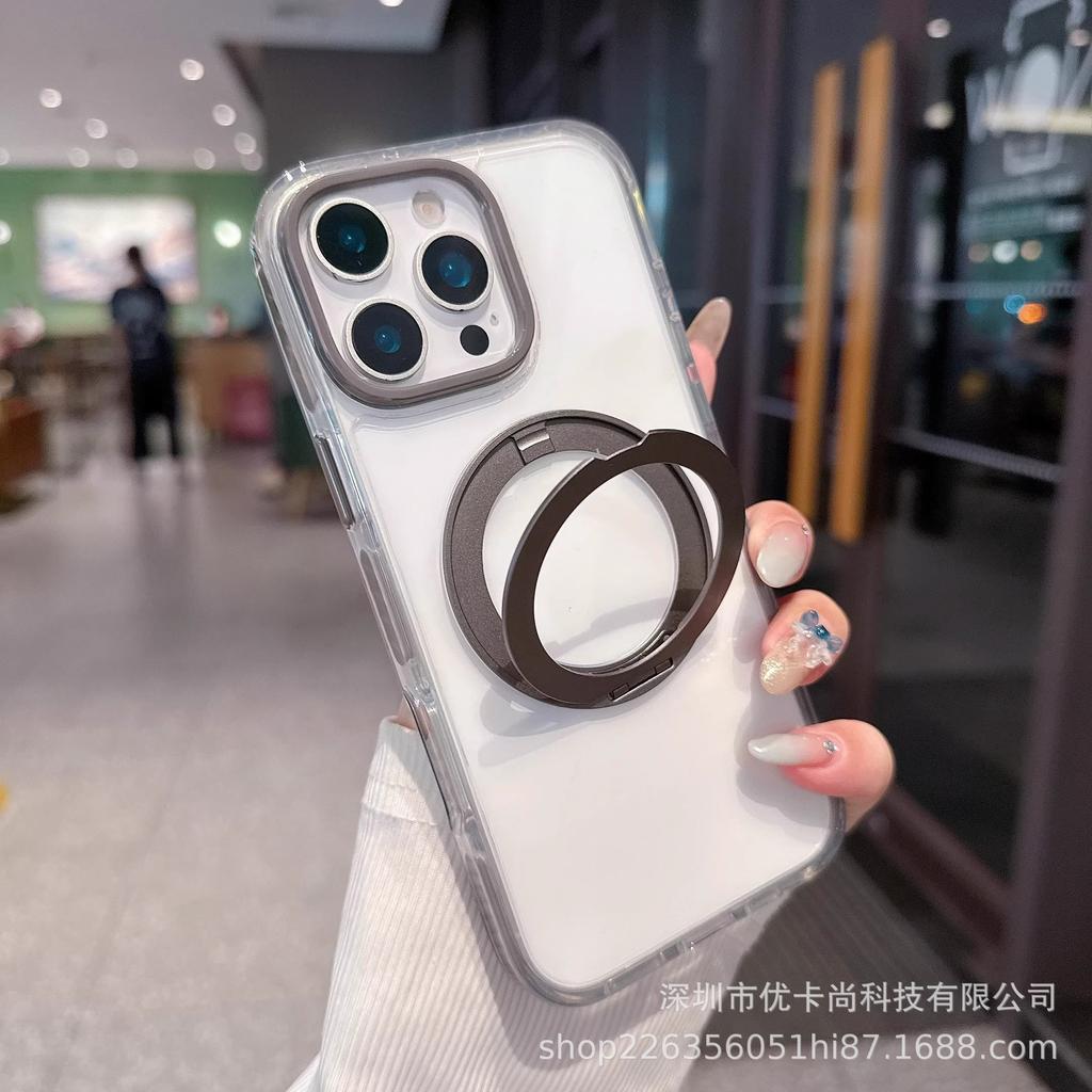 Applicable To Apple 11promax Transparent Mobile Phone Case 111 Rotating Magnetic Suction Bracket iPhone11 All-inclusive Protective Case