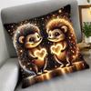 1Pc Hedgehog Love Heart Printed Throw Pillow Cover, Suitable For Sofa, Bedroom, A Healing Gift For Couples And Animal Lovers.
