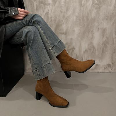 Modische Neue Sexy Wildleder Freizeit Arbeitsstiefel Winter Bequem Reißverschluss Bankett Elegant Hoch Damenstiefel