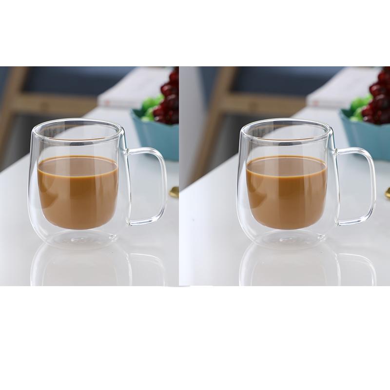 Dubbelwandige hoge borosilicaatglas mok hittebestendig handvat koffie melk sap water beker bar drinkware koffiewaren minnaar cadeau