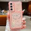Gold Butterfly Print Card Bag Wallet Case For Samsung Galaxy S25 S24 S22 Ultra S23 S24 FE A56 A55 A35 A15 A16 5G TPU Phone Cover