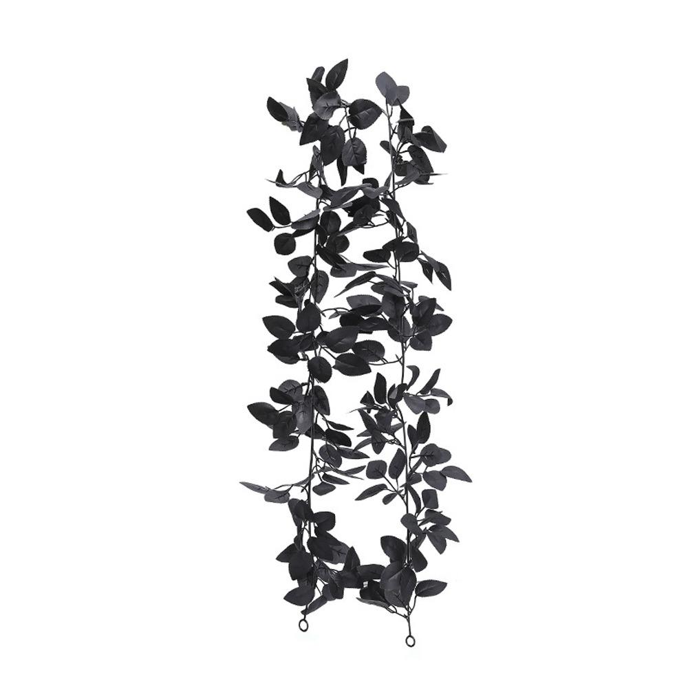 Black Artificial Rose Vines 175cm Halloween Garland Halloween Rose Leaf Vines  Table Centerpiece