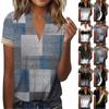 Camiseta feminina estampa botão manga curta diário fim de semana moda básica decote em V top regular