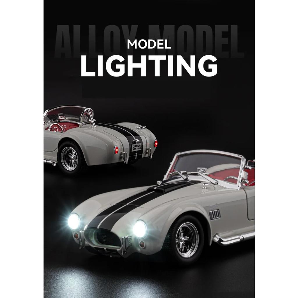 1/22 Ford Shelby Cobra 427 S/C Alloy Roadster Sports Car Model Diecasts Metal Classic Retro Car Vehicles Model Sound Light Kids Gifts