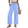 Women's Fashionable Wide-Leg Drawstring Pocket Plain Loose-Fit Cropped Casual Trousers